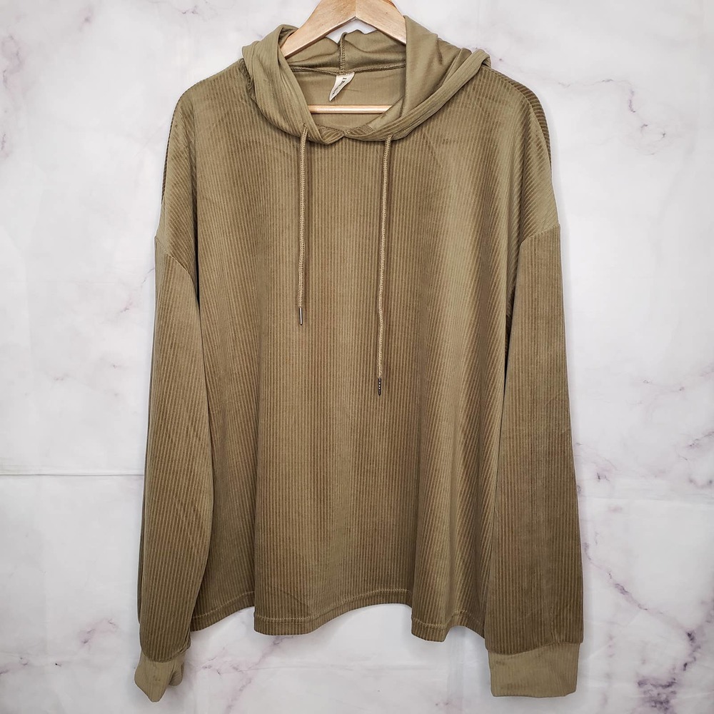 I BELIEVE shiny soft corduroy pullover hoodie sweater 3X